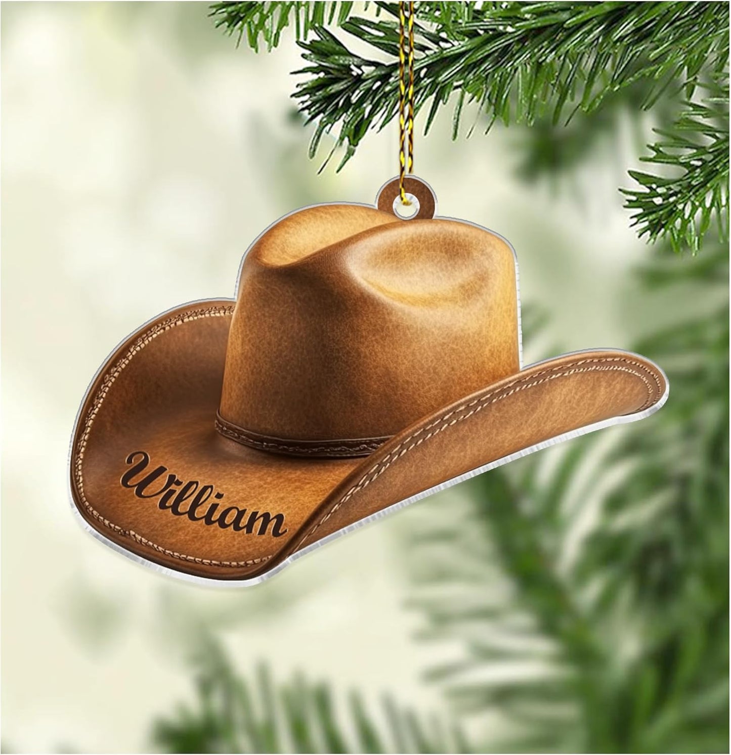 Cowboy Hat Cut Acrylic Ornament – Personalized Western Christmas Gift for Cowboy, Cowgirl, or Country Fan