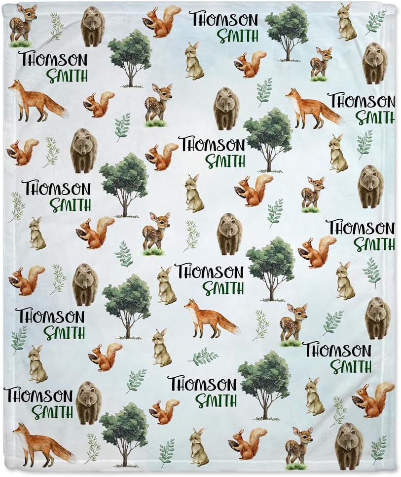 Animal Woodland Baby Blanket - Personalized Blanket