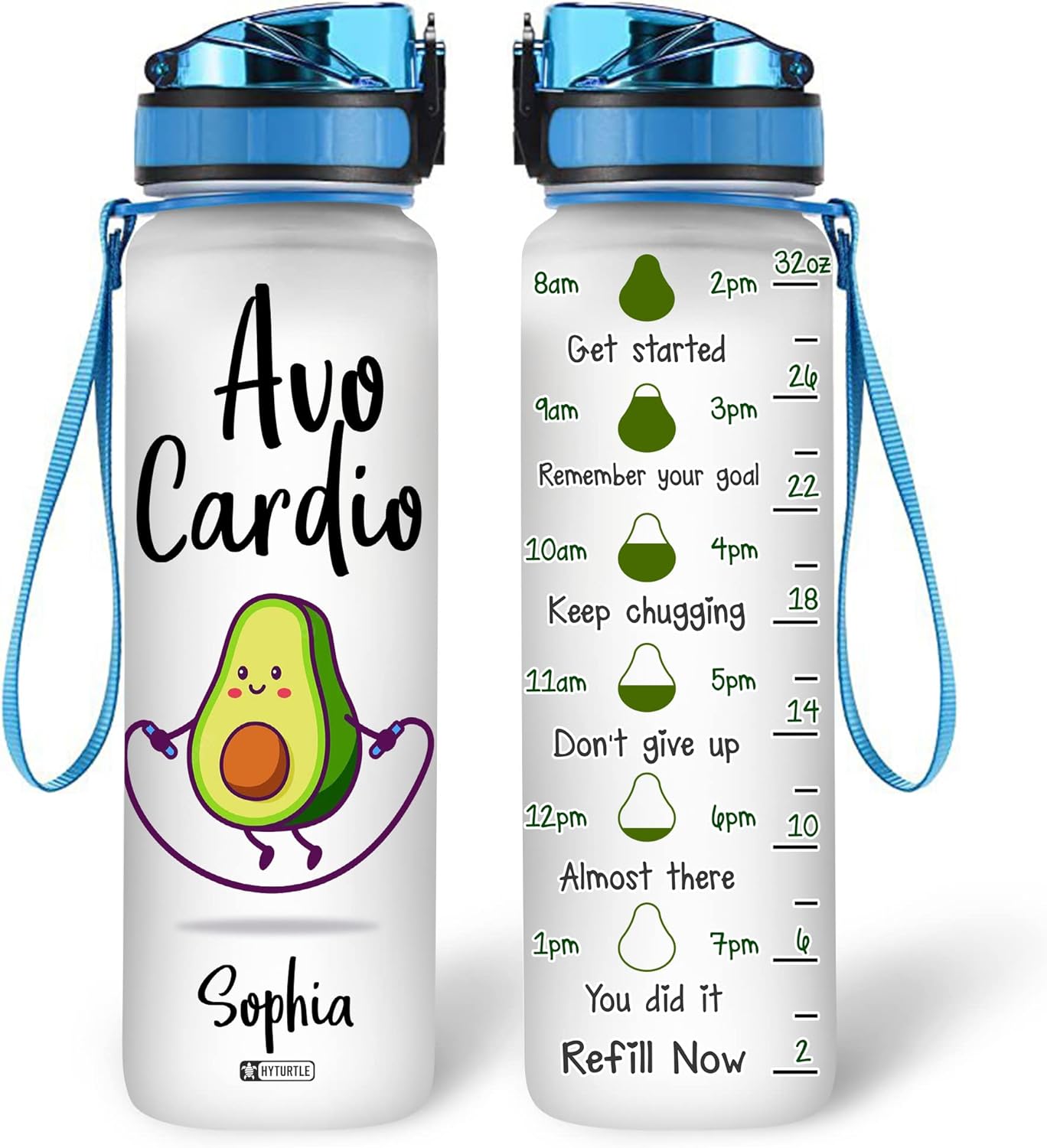 Avocadio Bottle - Personalized Water Tracker Bottle 32oz