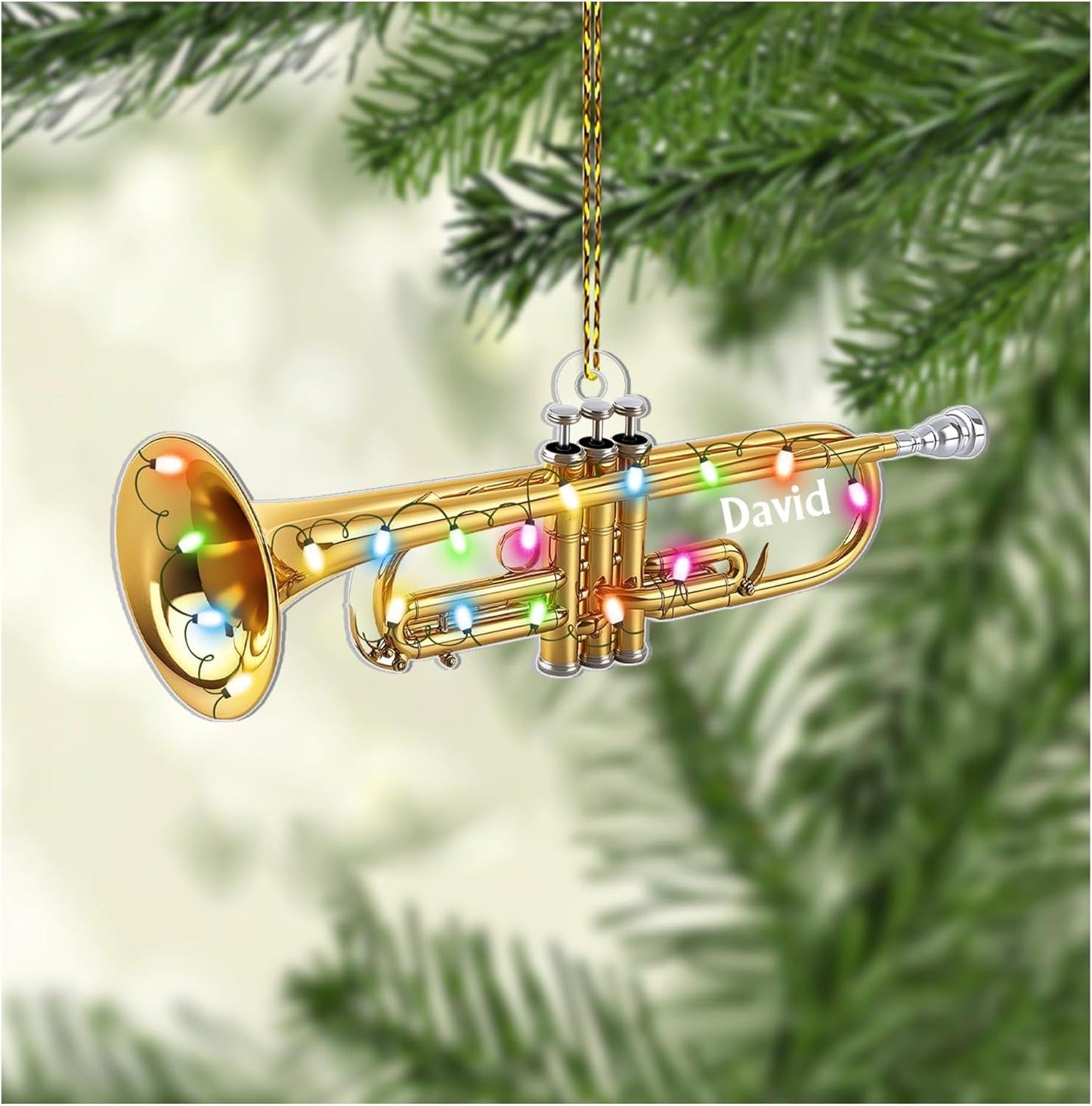 Trumpet Cut Acrylic Ornament – Personalized Musician Christmas Gift for Jazz Player, Band Member, or Music Lover
