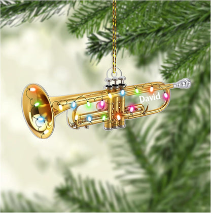 Trumpet Cut Acrylic Ornament – Personalized Musician Christmas Gift for Jazz Player, Band Member, or Music Lover