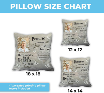 Because Someone We Love Is in Heaven – Personalized Memorial Pillow with Insert – Butterfly Remembrance Cushion Gift for Family and Friends