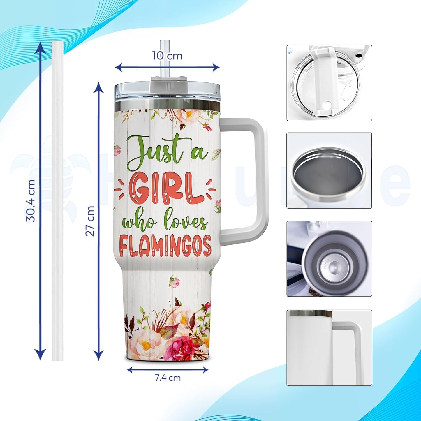 Peacock Lover Tumbler 40oz with Handle & Straw – Personalized Stainless Steel Travel Mug with Lid – Elegant Gift for Bird Lovers