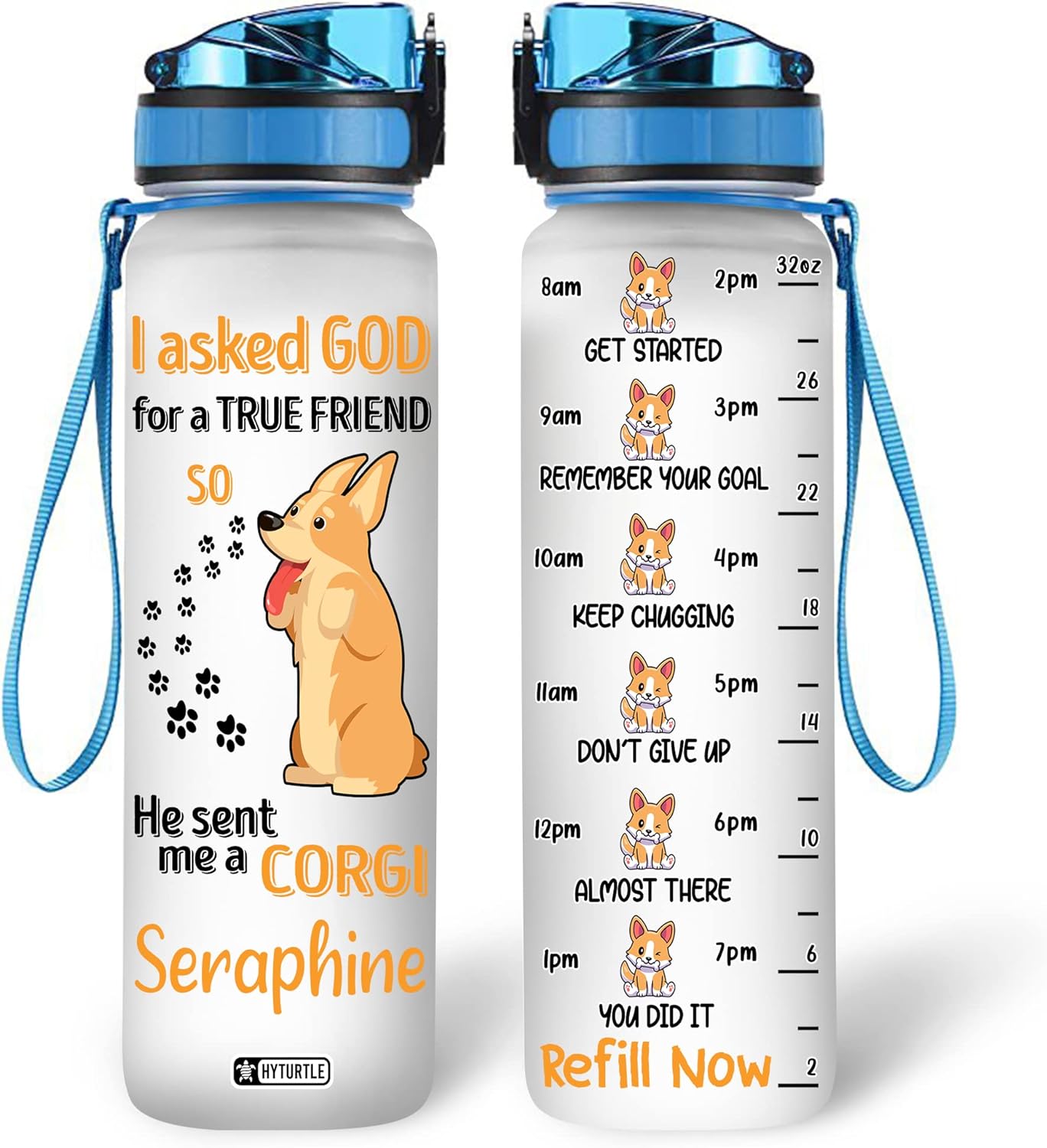 I Asked God For A True Friend - Personalized Water Tracker Bottle 32oz