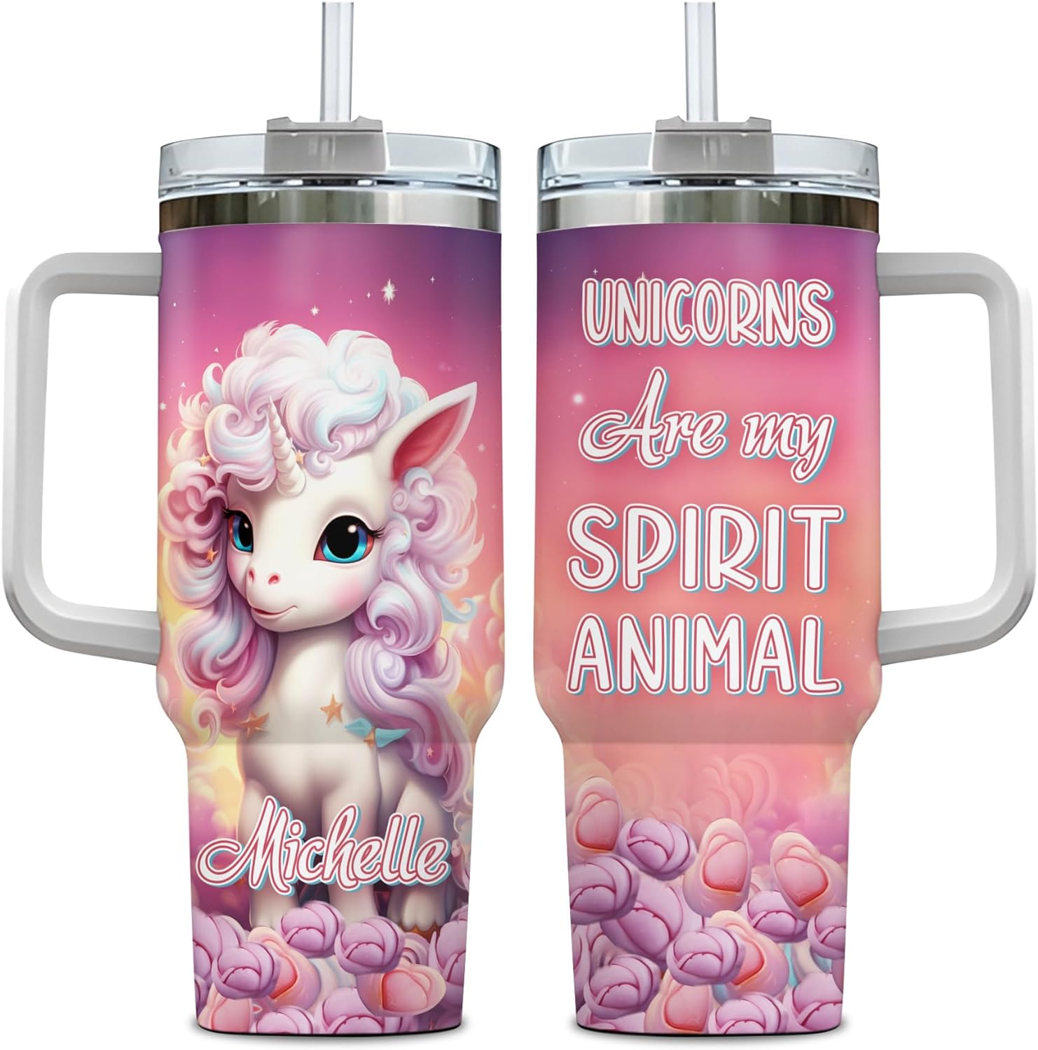 Unicorn Are My Spirit Animal - Personalized Tumbler 40oz with Straw