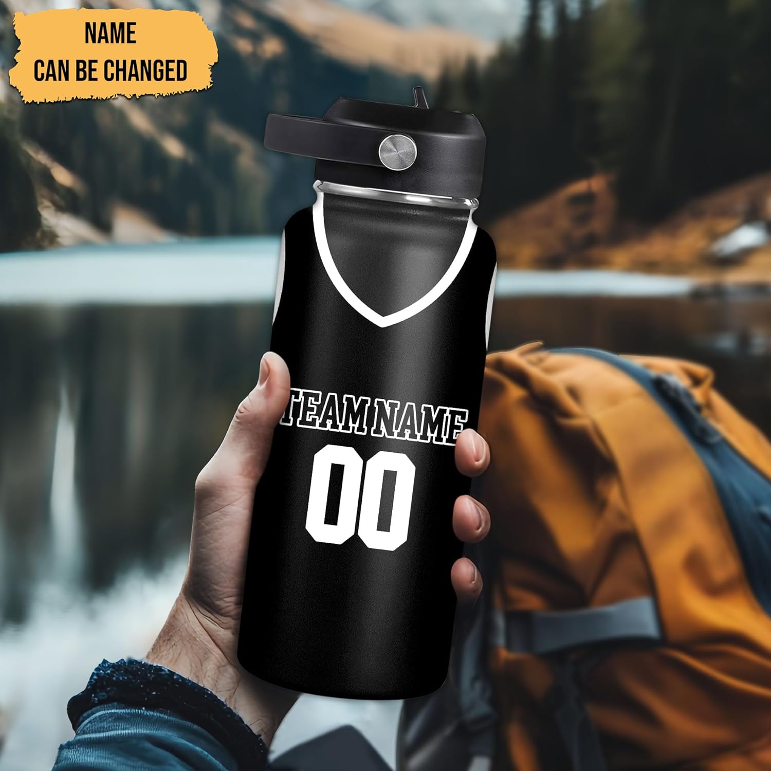 Basketball Jersey Custom Name & Number Water Bottle 32oz – Personalized Stainless Steel Insulated Bottle with Leak-Proof Lid – Sporty Gift for Basketball Fans & Players