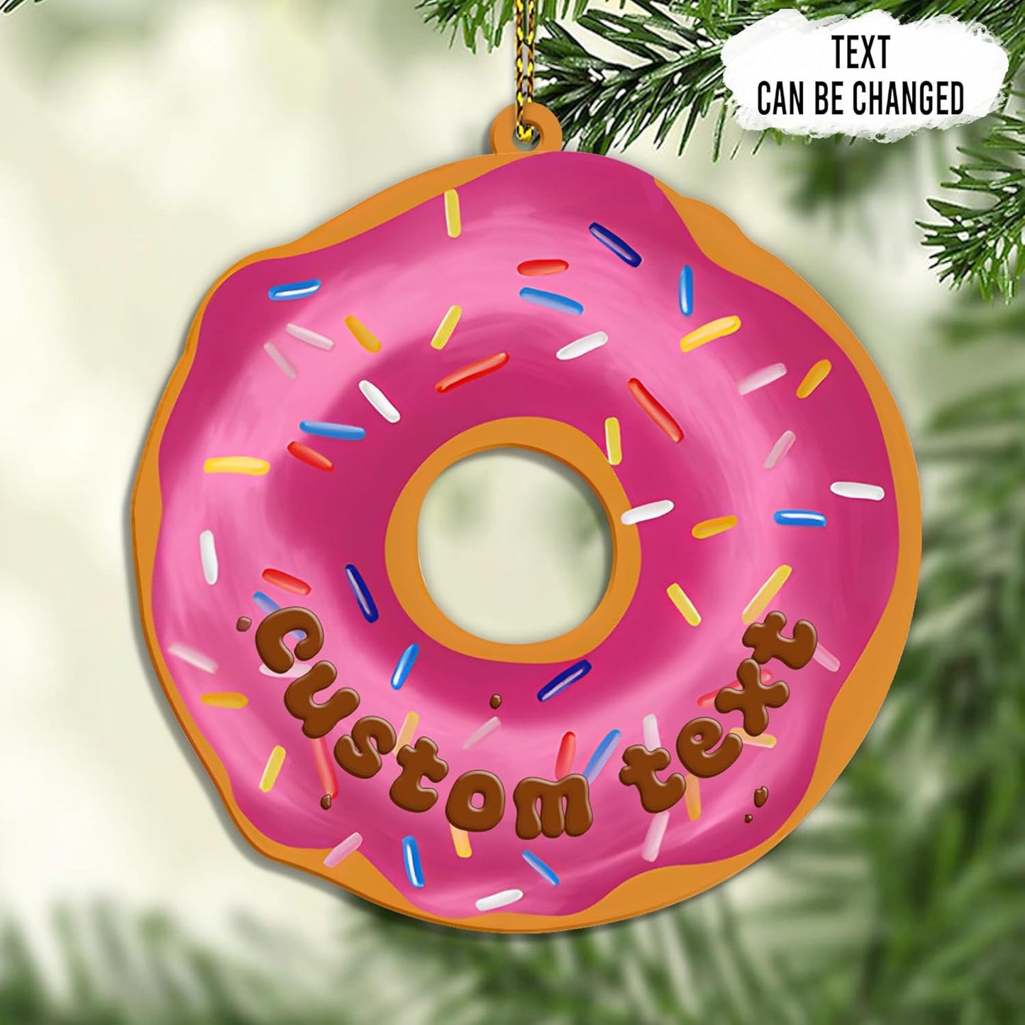 Personalized Donut Wood Ornament – Cute Christmas Gift for Donut Lover, Foodie, or Sweet Tooth Friend