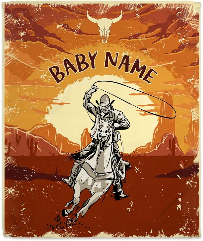 Wild West Cowboy Baby Blanket - Personalized Blanket