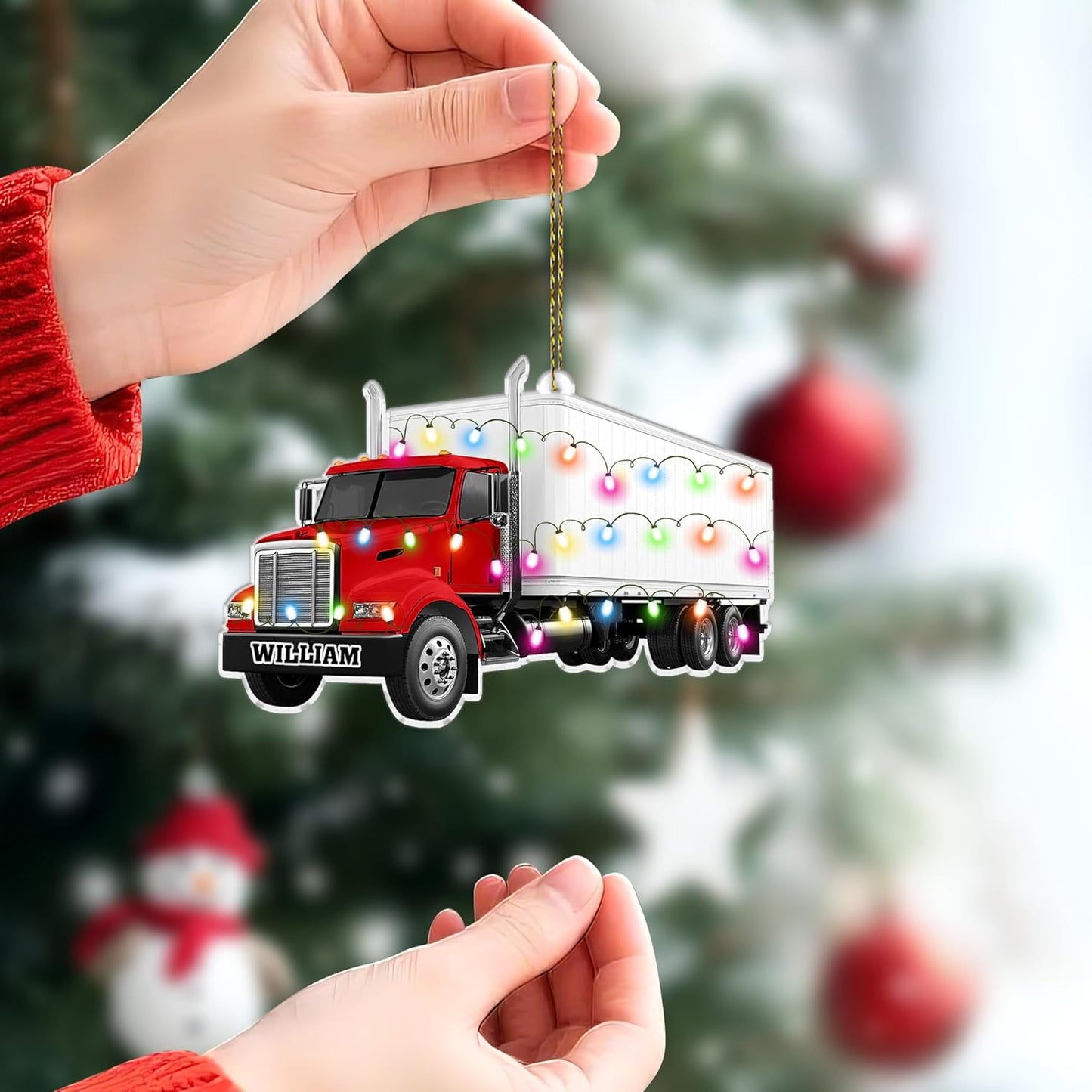 Truck Cut Acrylic Ornament – Personalized Christmas Gift for Driver, Trucker, or Dad