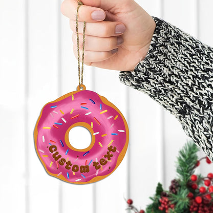 Personalized Donut Wood Ornament – Cute Christmas Gift for Donut Lover, Foodie, or Sweet Tooth Friend