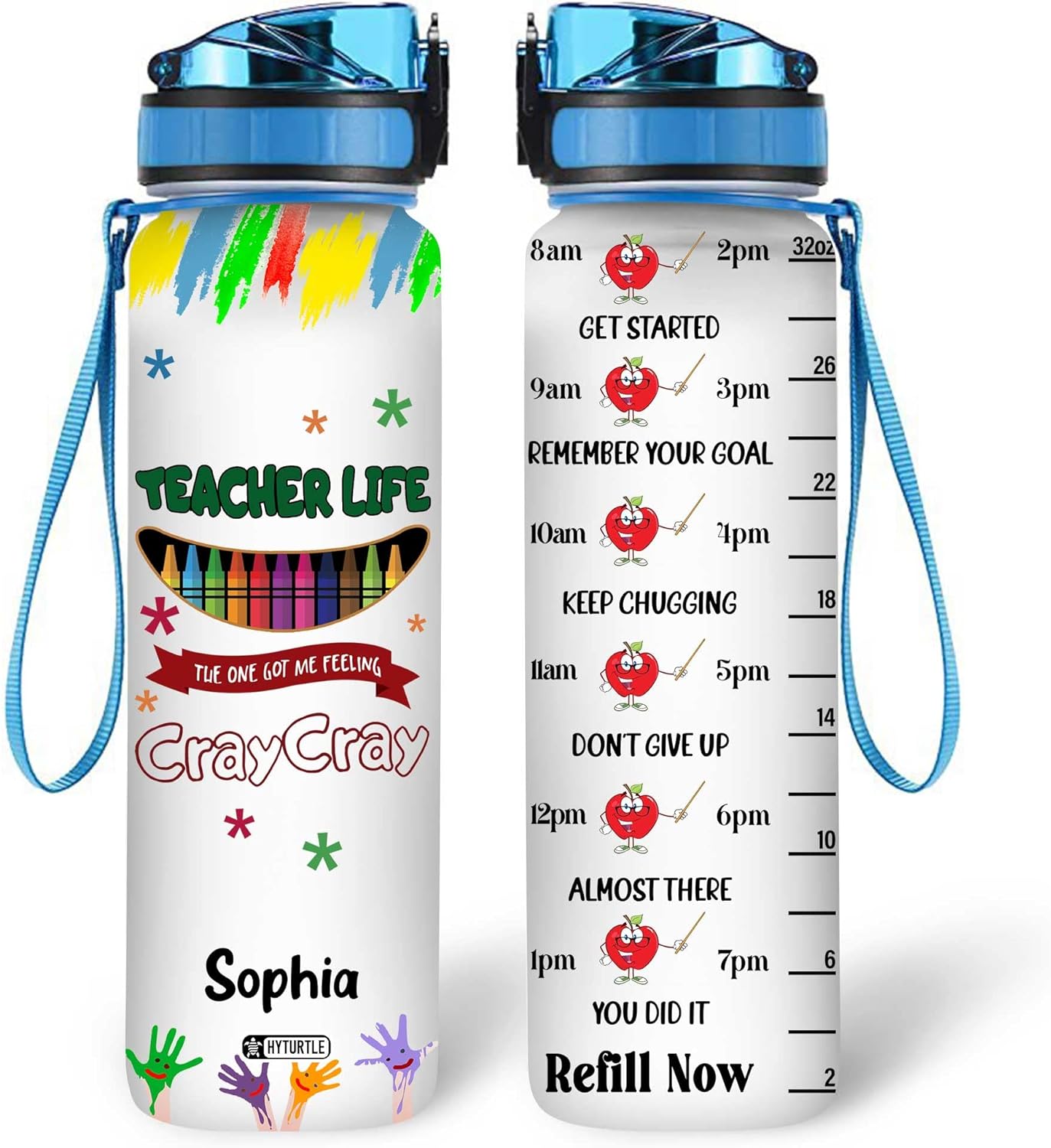 Teacher Life - Personalized Water Tracker Bottle 32oz