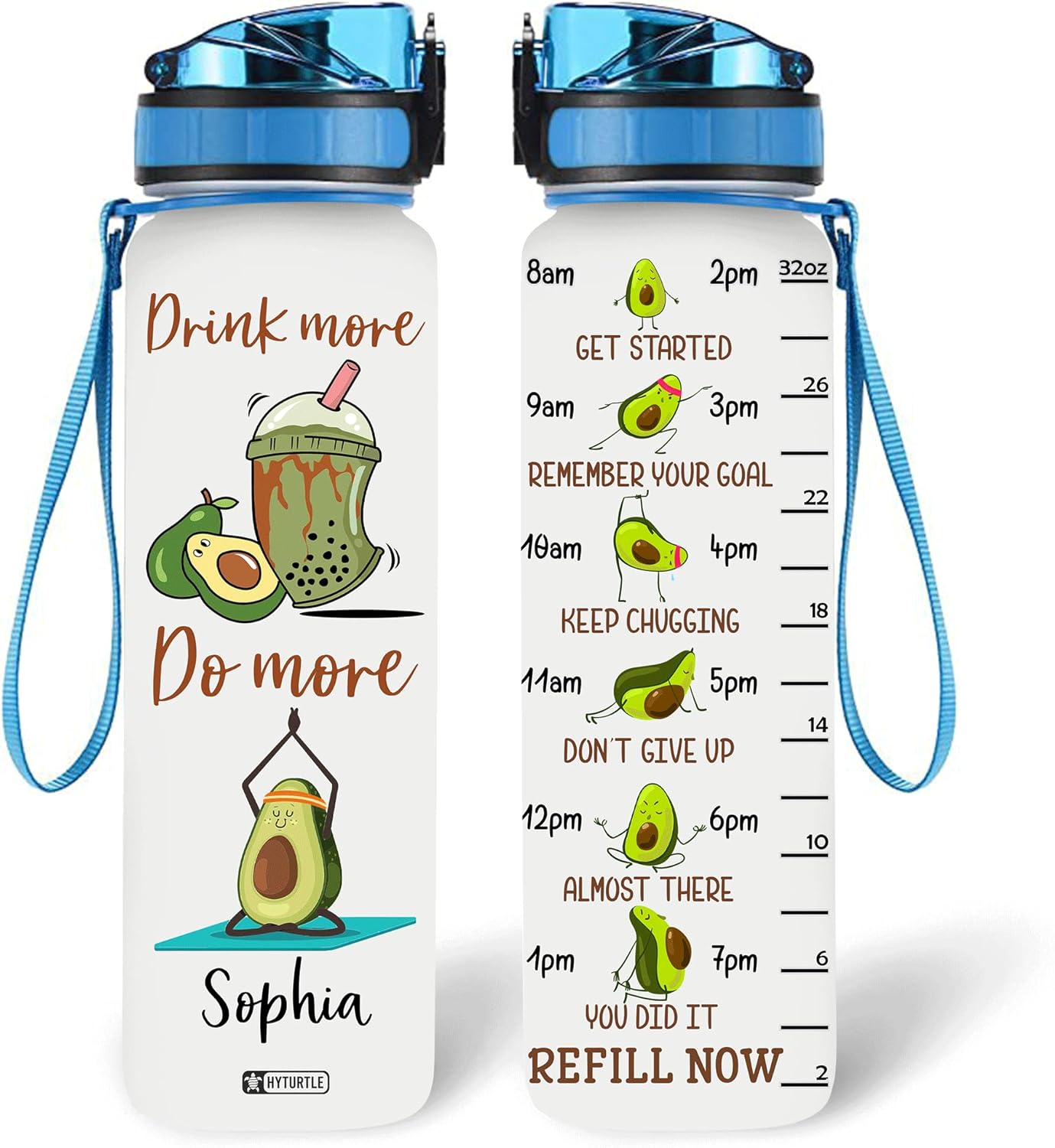 Drink More,Do More - Personalized Water Tracker Bottle 32oz