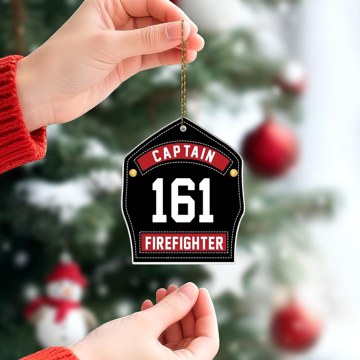 Firefighter Helmet Cut Acrylic Ornament – Personalized Christmas Gift for Fireman, EMT, or First Responder Hero