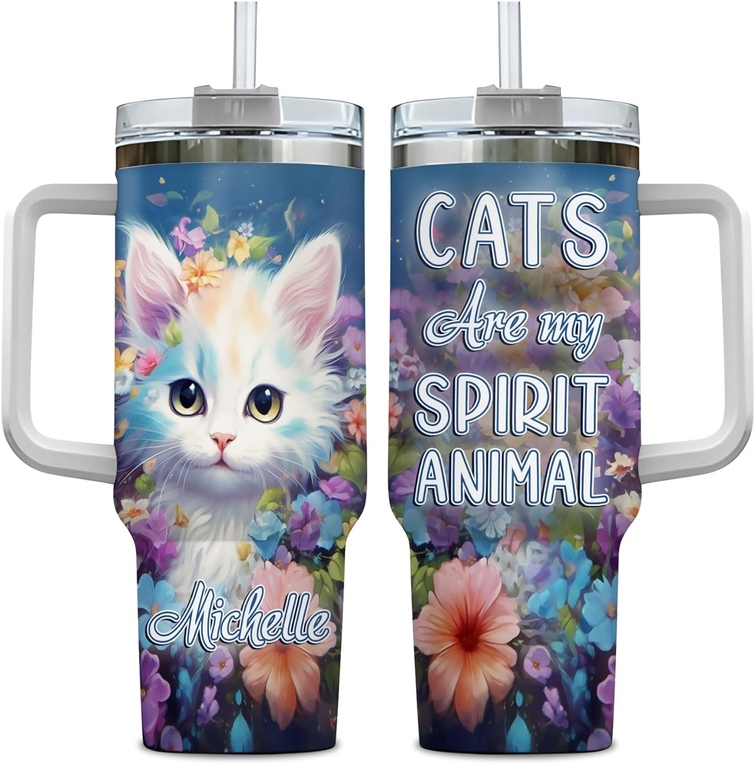 Cat Are My Spirit Animal - Personalized Tumbler 40oz with Straw