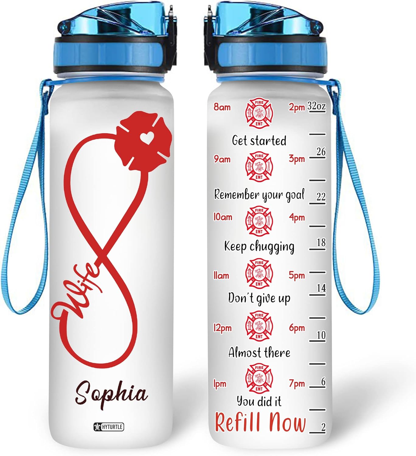 Wife Firefighter - Personalized Water Tracker Bottle 32oz