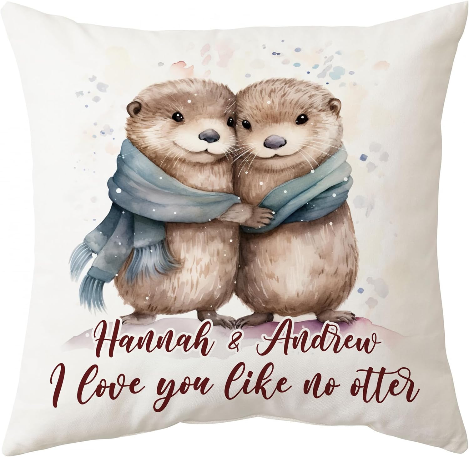 Couple Otter Winter Pattern - Personalized Pillow (Insert Included)