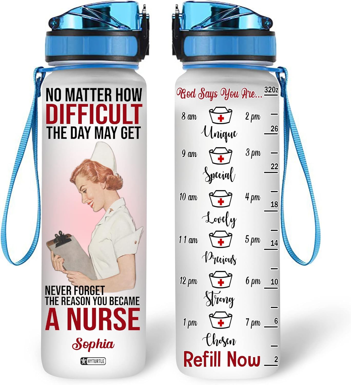 Never Forget The Reason You Became A Nurse - Personalized Water Tracker Bottle 32oz