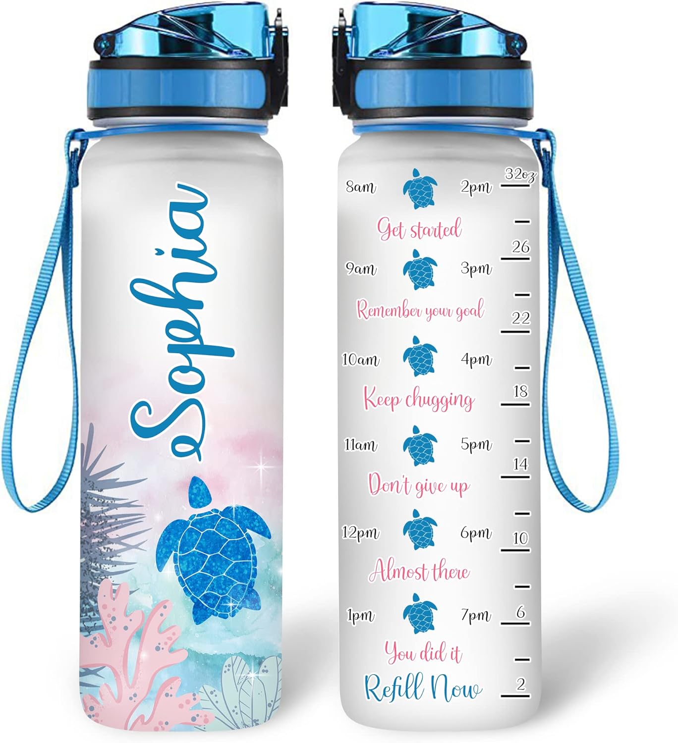 Sea Turtle - Personalized Water Tracker Bottle 32oz