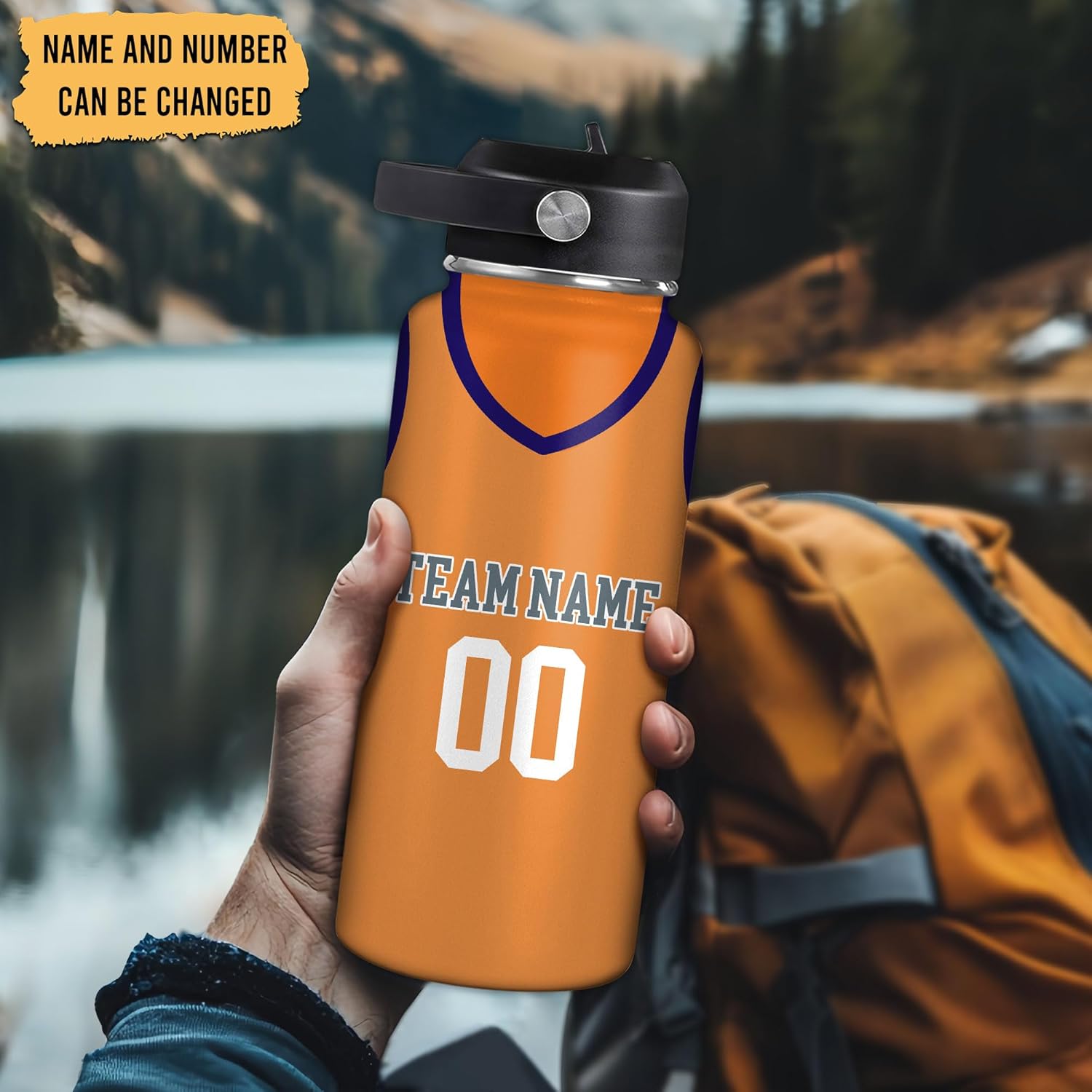Basketball Jersey Custom Name & Number Water Bottle 32oz – Personalized Stainless Steel Insulated Bottle with Leak-Proof Lid – Sporty Gift for Basketball Fans & Players