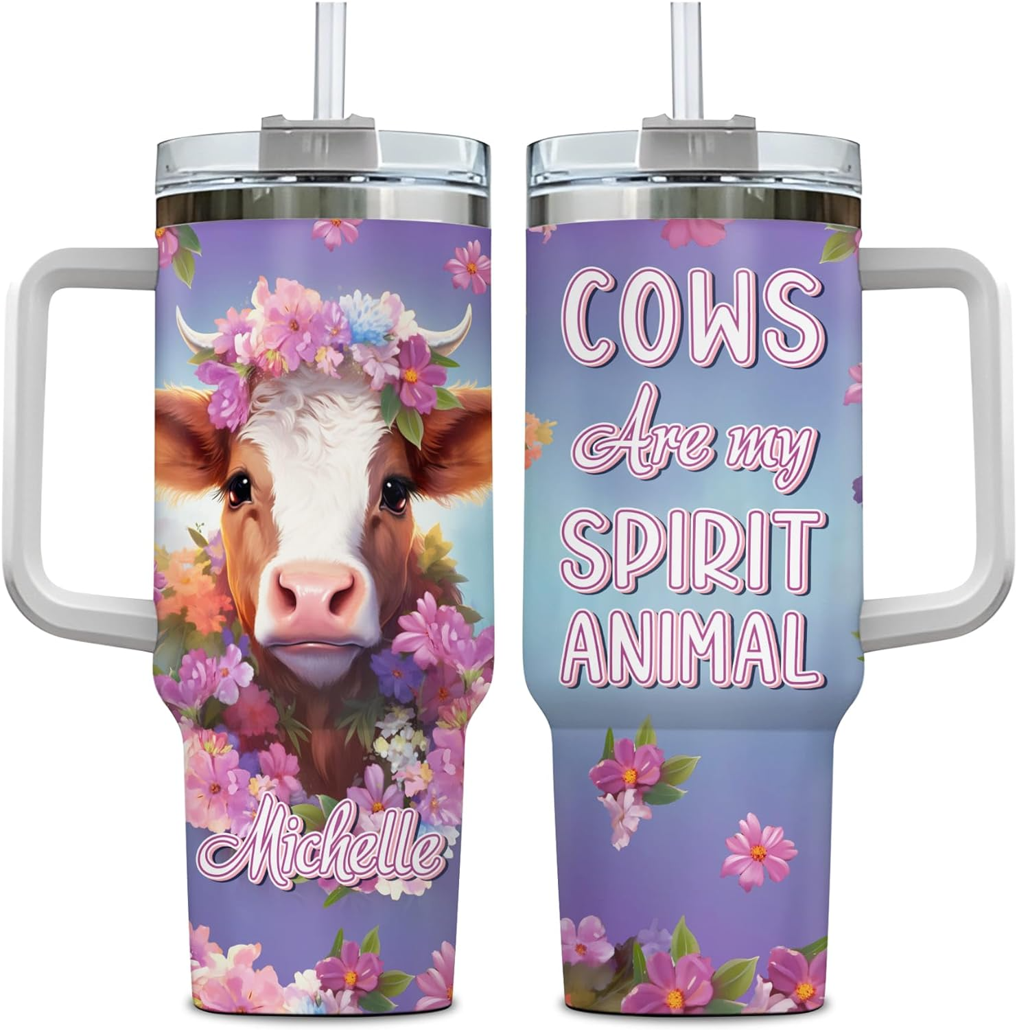 Cow Are My Spirit Animal - Personalized Tumbler 40oz with Straw