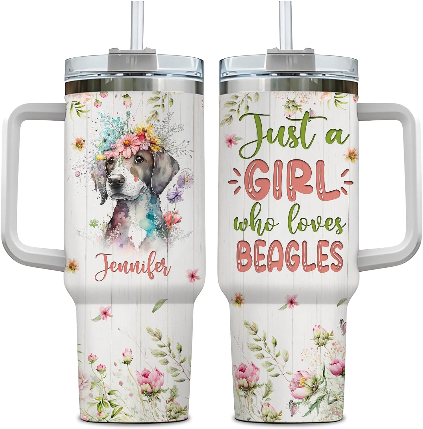 Just a Girl Who Loves Beagle - Personalized Tumbler 40oz with Straw