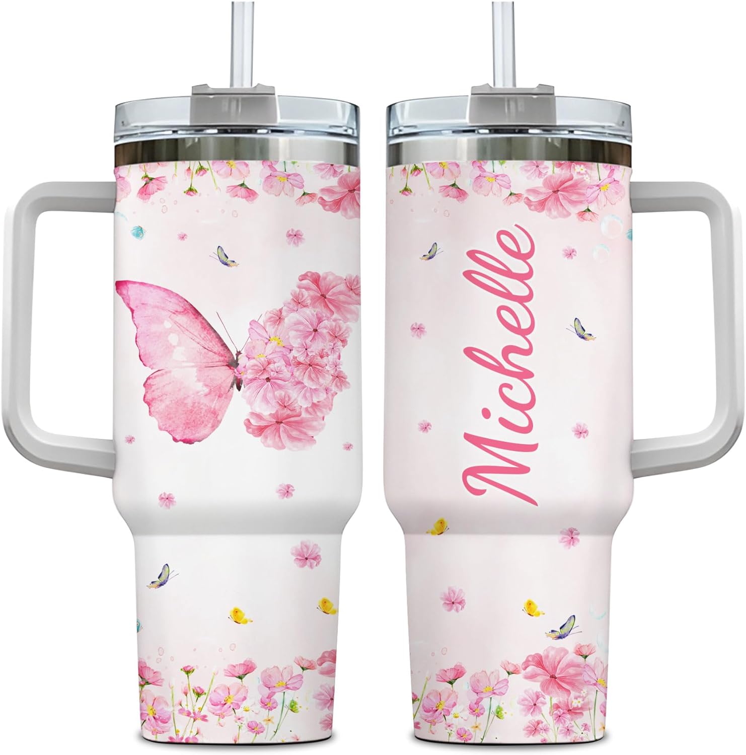 Butterfly Theme - Personalized Tumbler 40oz with Straw