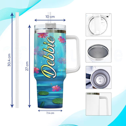 Frog Lover Tumbler 40oz with Handle & Straw – Personalized Stainless Steel Insulated Travel Cup with Lid – Cute Gift for Animal Lovers & Kids