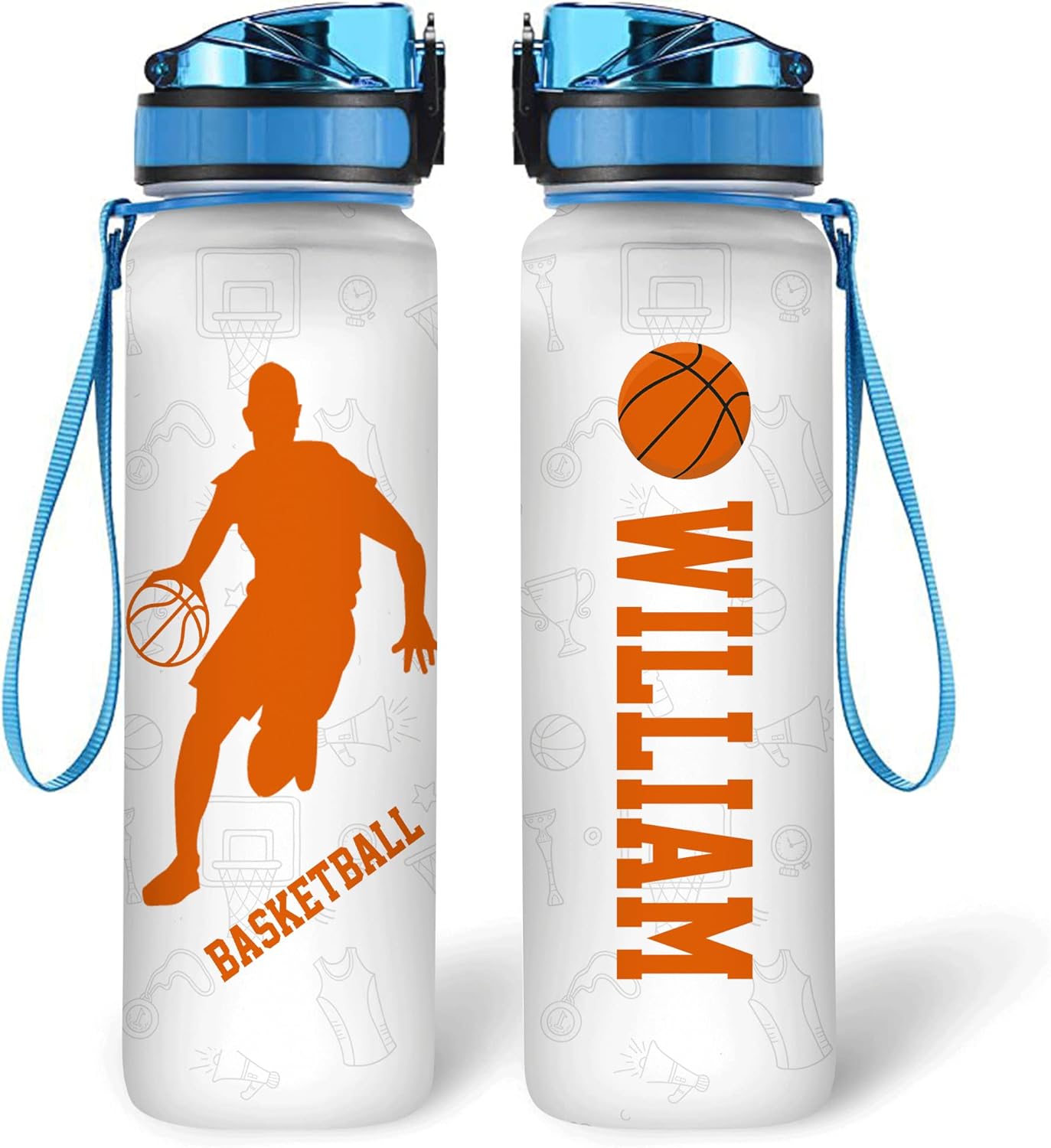Basketball Player Water Bottle Tracker 32oz – Personalized Sports Gift for Basketball Fans & Athletes