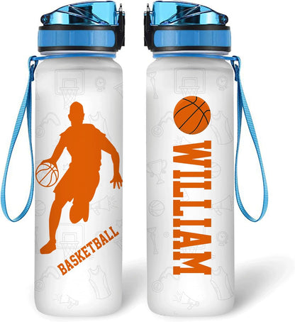 Basketball Player Water Bottle Tracker 32oz – Personalized Sports Gift for Basketball Fans & Athletes