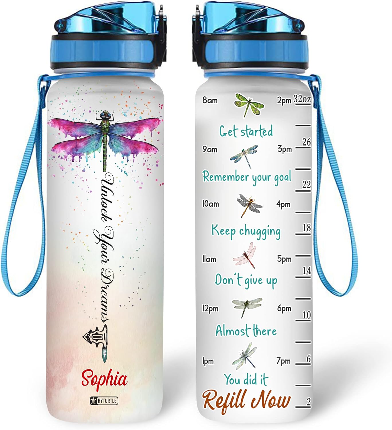 Unlock Your Dream - Personalized Water Tracker Bottle 32oz