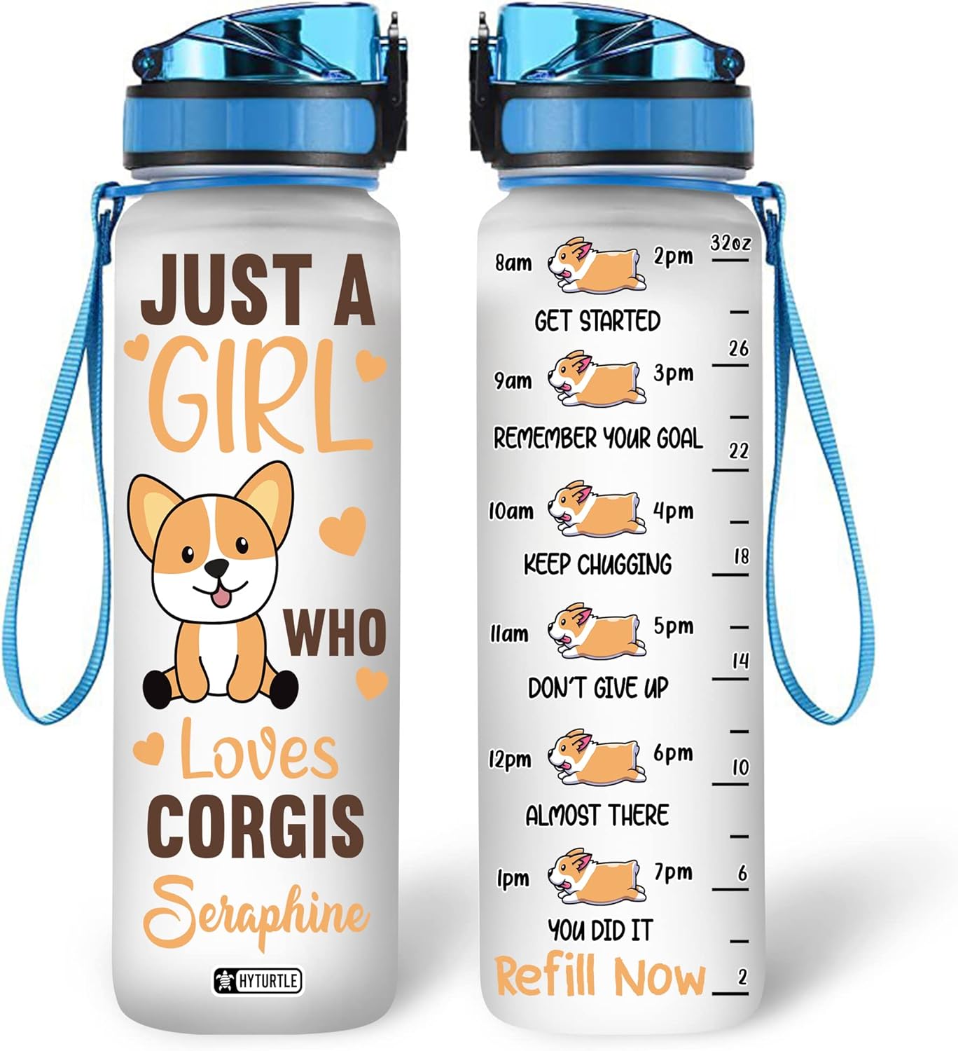 Just A Girl Who Loves Corgi - Personalized Water Tracker Bottle 32oz