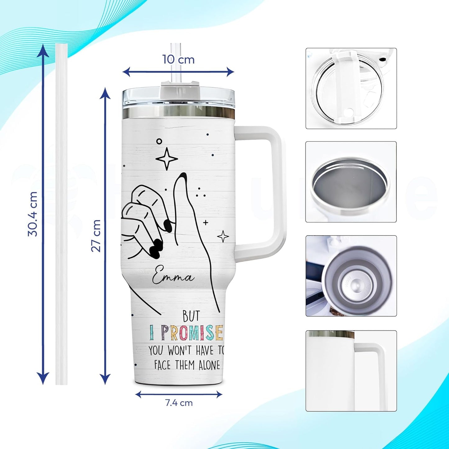 Best Friend Promise Tumbler 40oz with Handle & Straw – Personalized Stainless Steel Insulated Cup with Lid – Unique Friendship Gift