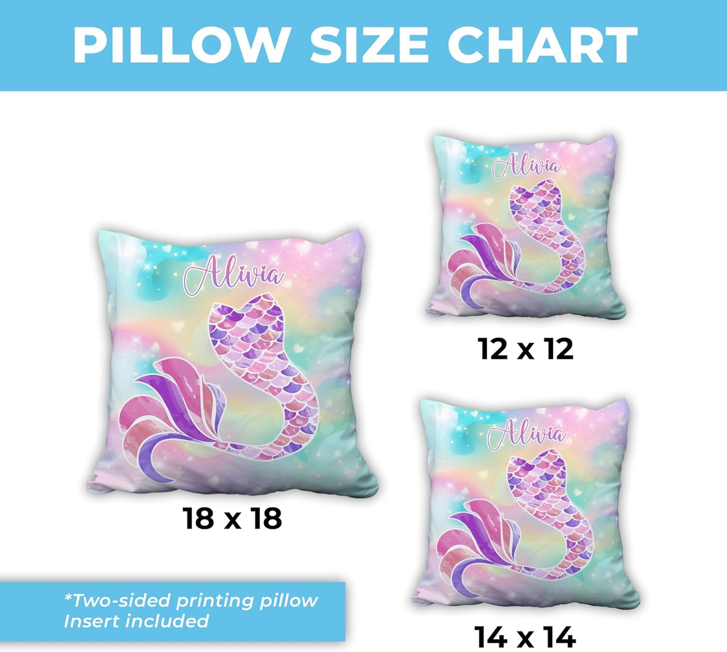 Mermaid Tail Theme - Personalized Pillow (Insert Included)