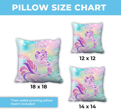 Mermaid Tail Theme - Personalized Pillow (Insert Included)