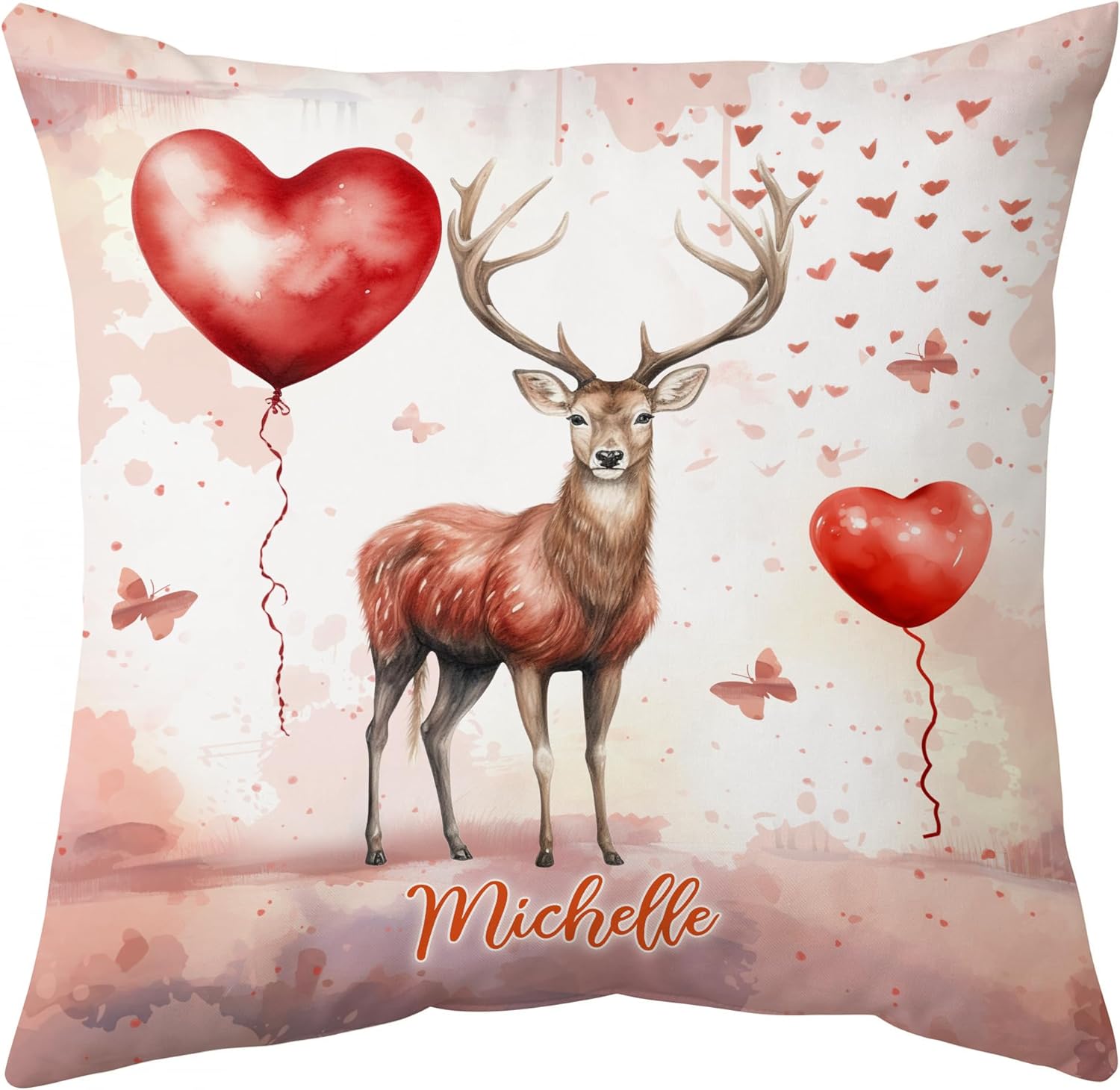 Deer Valentine Pattern - Personalized Pillow (Insert Included)