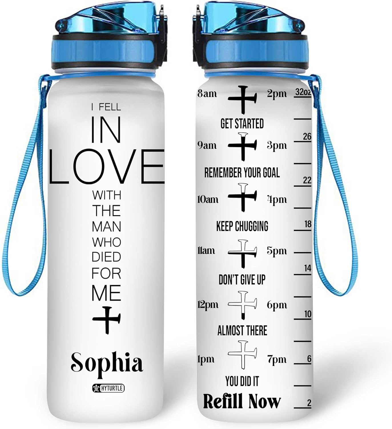 I Fell In Love With The Man - Personalized Water Tracker Bottle 32oz