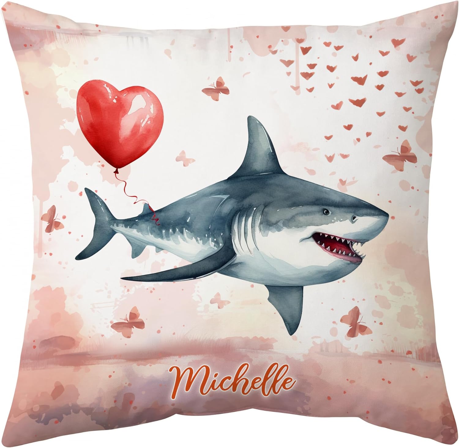 Shark Valentine Pattern - Personalized Pillow (Insert Included)