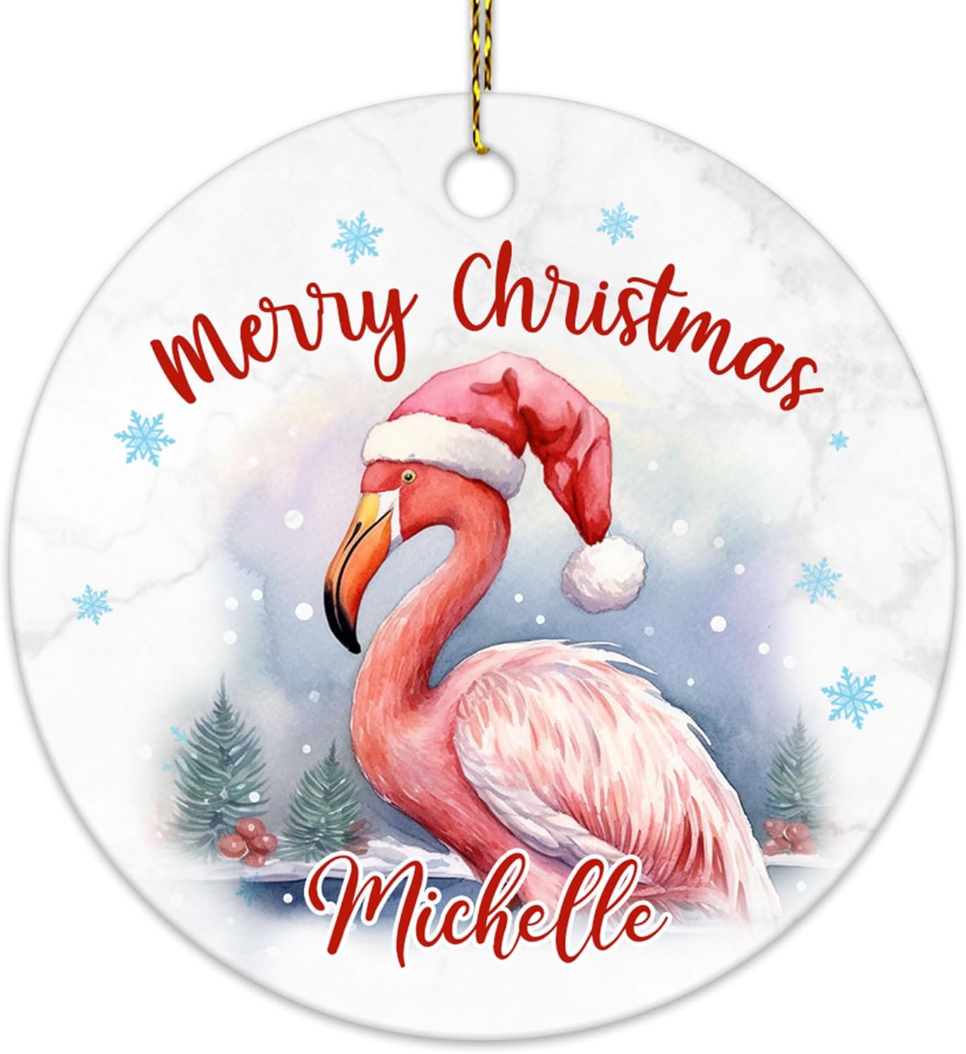Flamingo Christmas Ceramic Ornament  Personalized Animal Lover Holiday Tree Decoration  Unique Xmas Keepsake for Women Kids