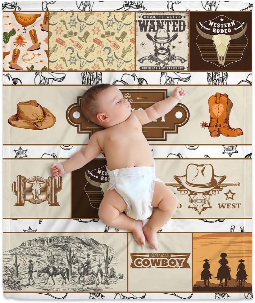 Wild West Cowboy Baby Blanket - Personalized Blanket