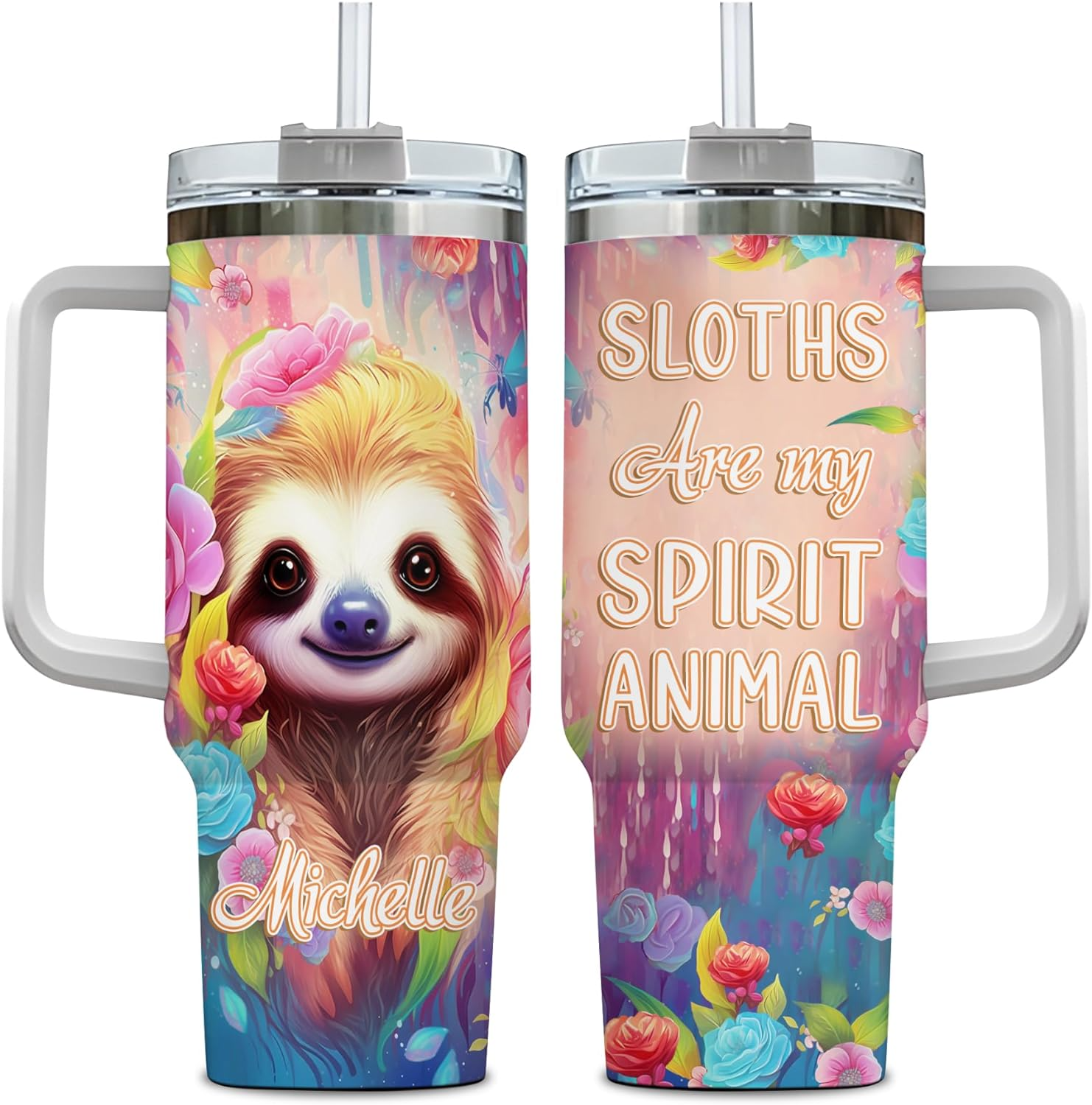 Sloth Are My Spirit Animal - Personalized Tumbler 40oz with Straw