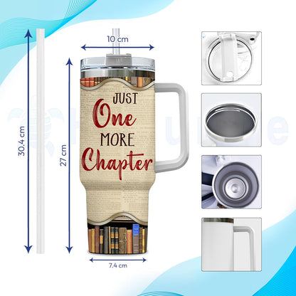 Book Lover Reading Tumbler 40oz with Handle & Straw – Personalized Stainless Steel Travel Cup with Lid – Unique Gift for Readers