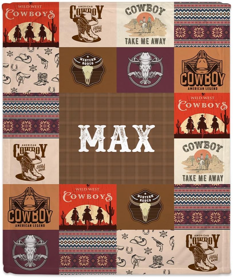 Wild West Cowboy Baby Blanket - Personalized Blanket