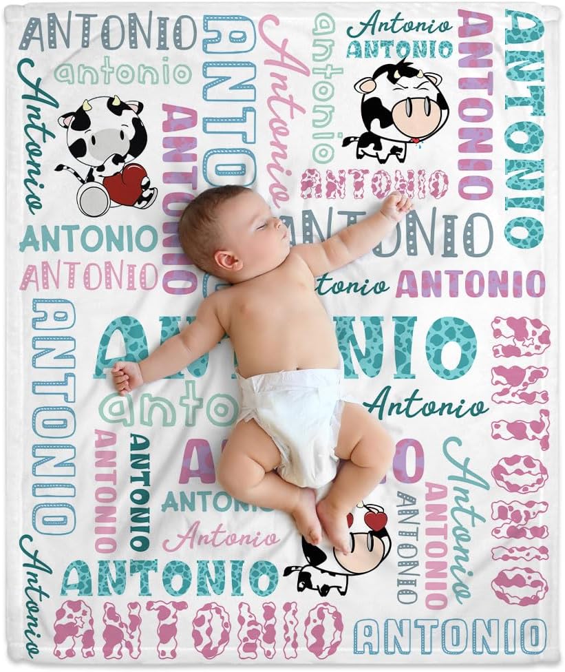 Cow Print Baby Blanket - Personalized Blanket