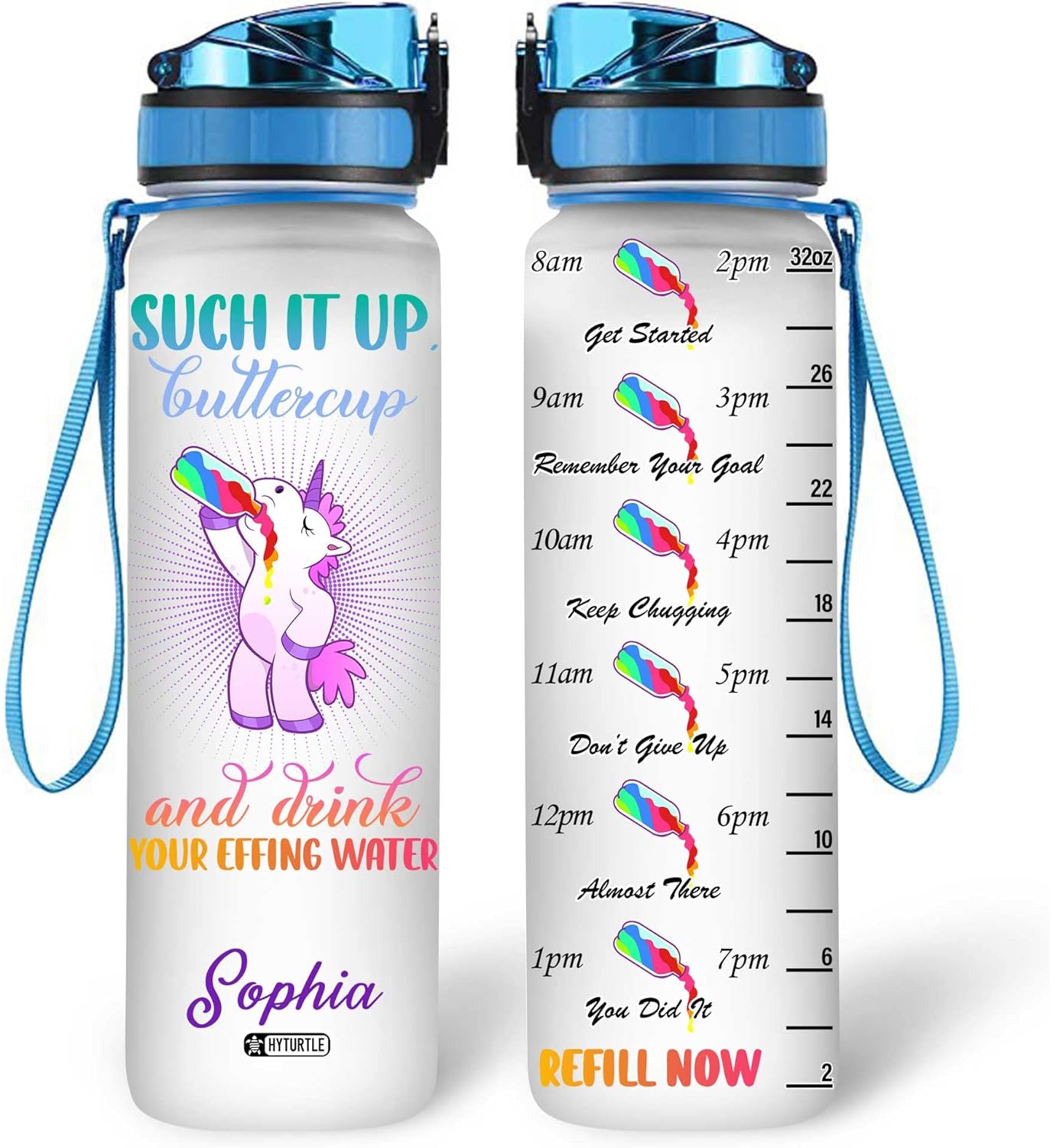 Such It Up Buttercup And Drink Your Effing - Personalized Water Tracker Bottle 32oz