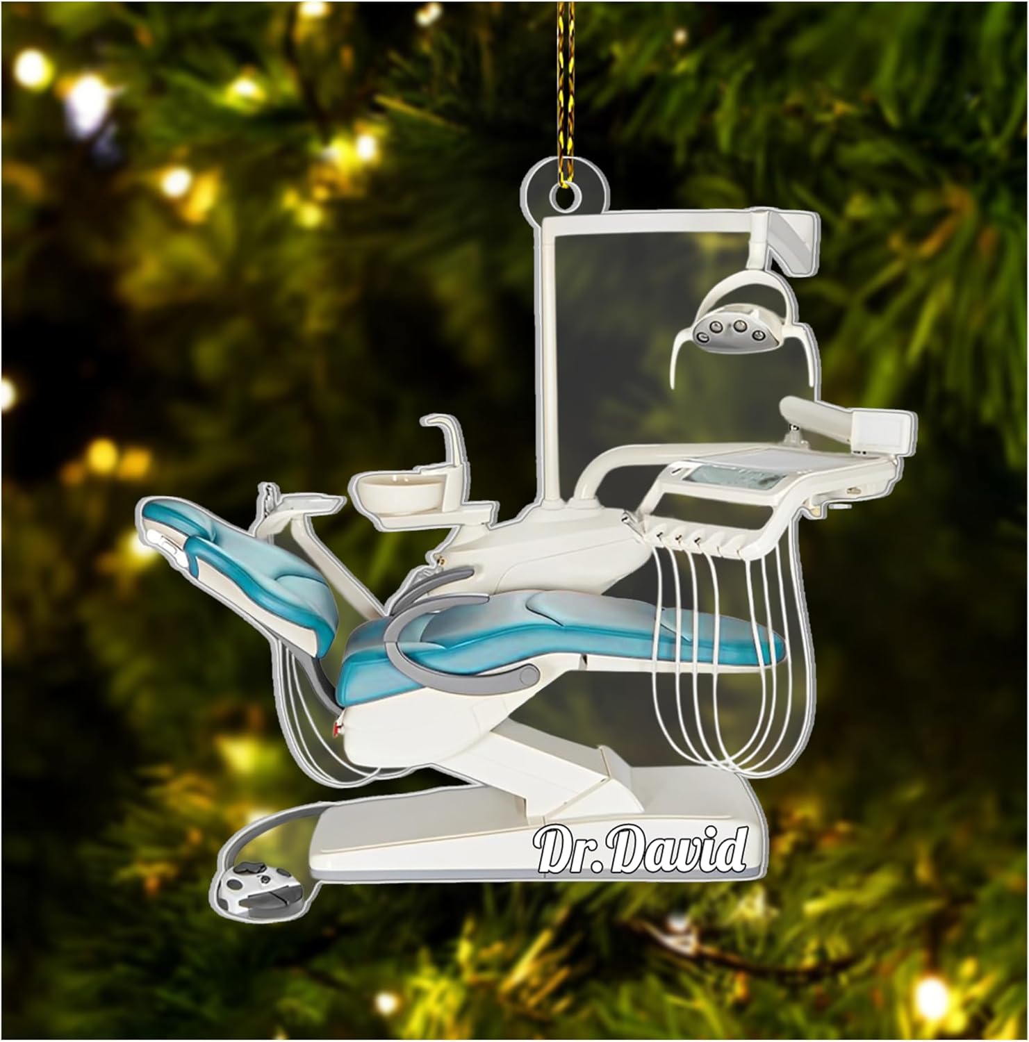 Dentist Chair Personalized Acrylic Ornament – Custom Dental Keepsake – Fun Christmas Gift for Hygienists, Dentists, and Dental Students