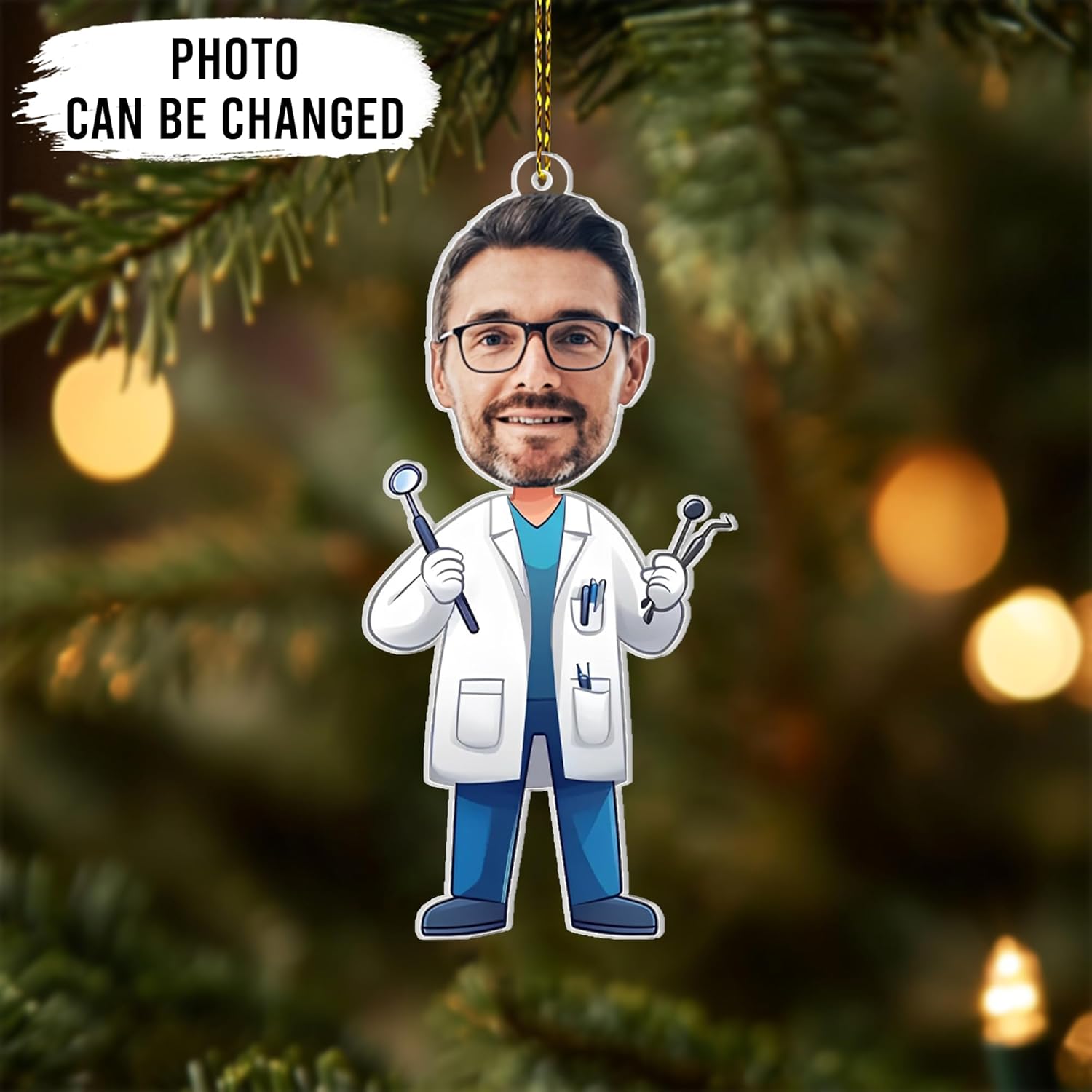 Funny Dentist Tooth Cut Acrylic Ornament – Personalized Christmas Gift for Dental Hygienist, Doctor, or Assistant – Unique Tree Keepsake