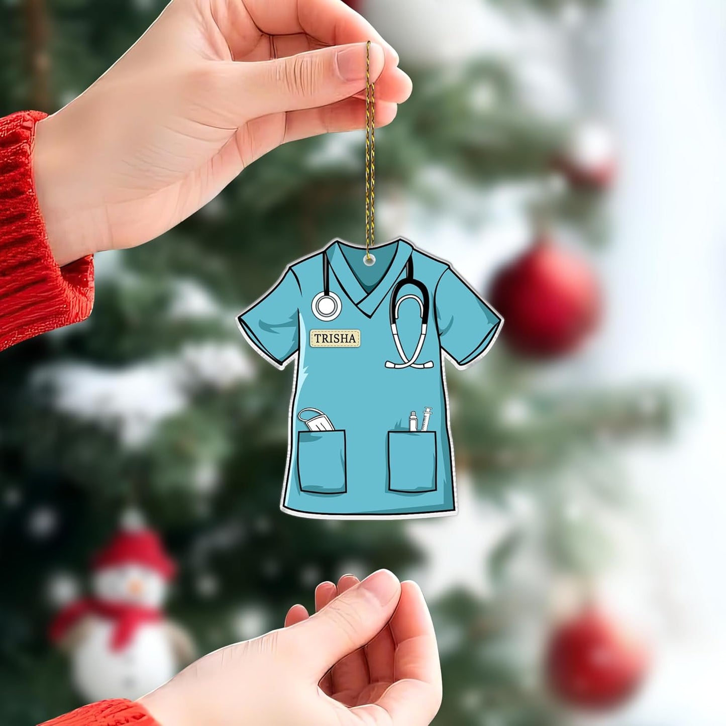 Nurse Scrub Cut Acrylic Ornament – Personalized Christmas Gift for RN, LPN, or Medical Professional