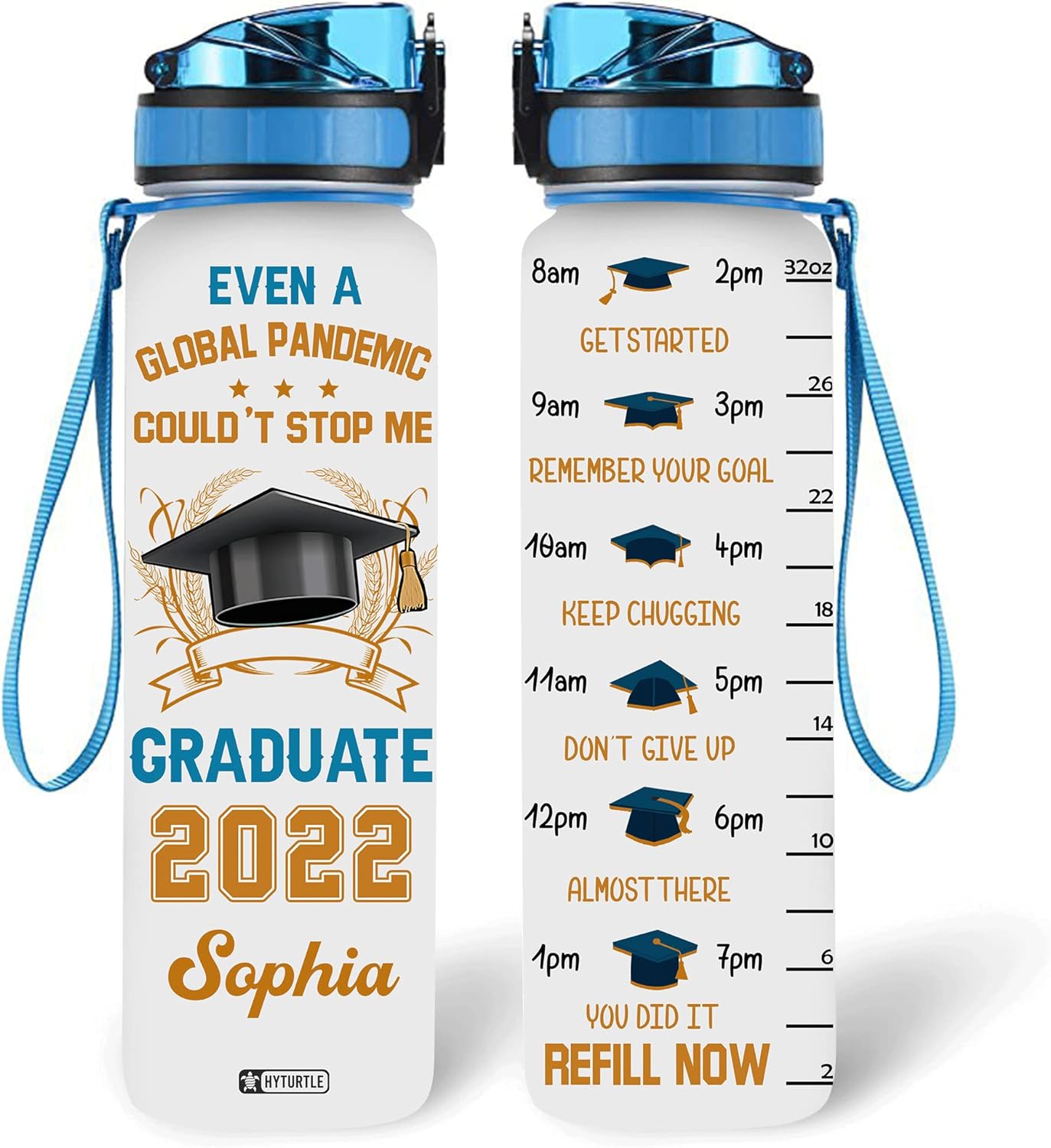 Graduated Despite Global Pandemic Challenges - Personalized Water Tracker Bottle 32oz