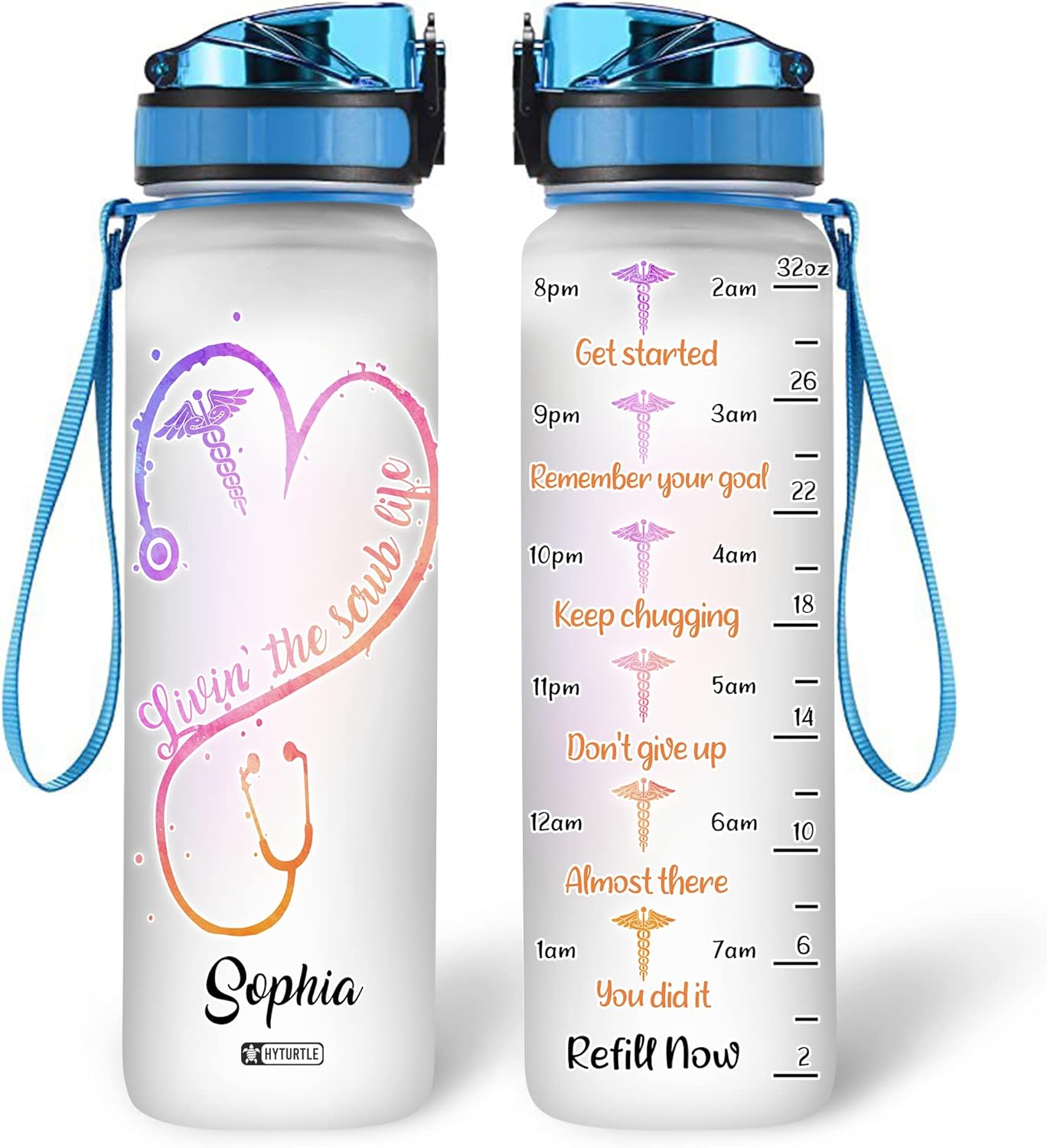 Livin' The Scrub Life - Personalized Water Tracker Bottle 32oz