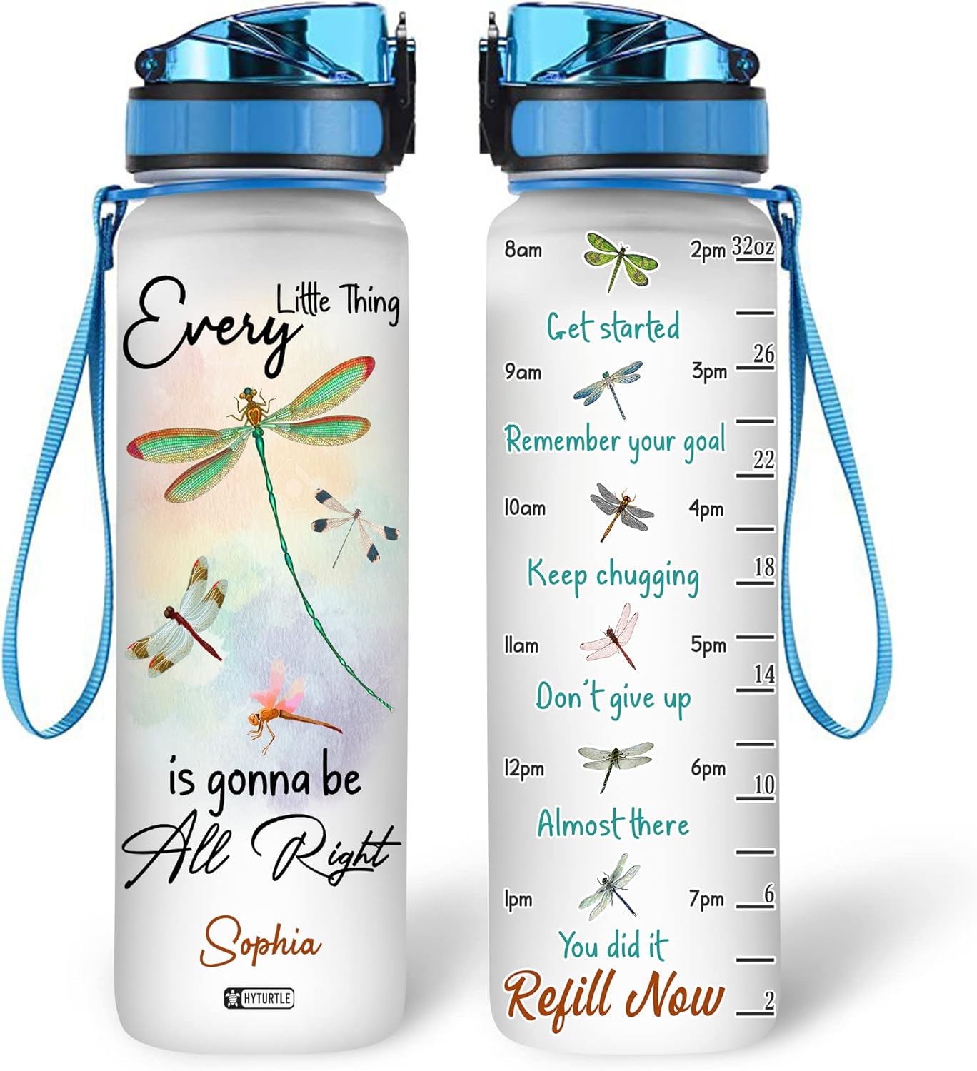 Every Little Thing Is Gonna Be All Right - Personalized Water Tracker Bottle 32oz